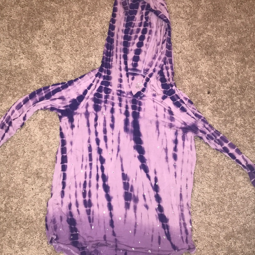 Purple tie-dye thin hoodie